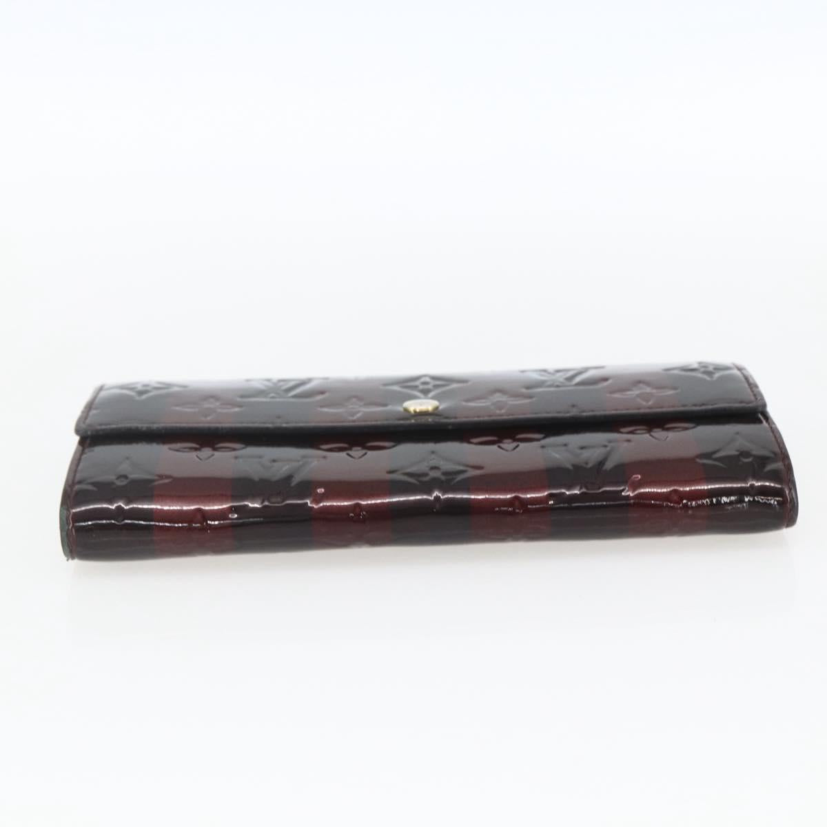 LOUIS VUITTON Monogram Vernis Rayure Zippy Wallet Amarante M91717 LV Auth 165826