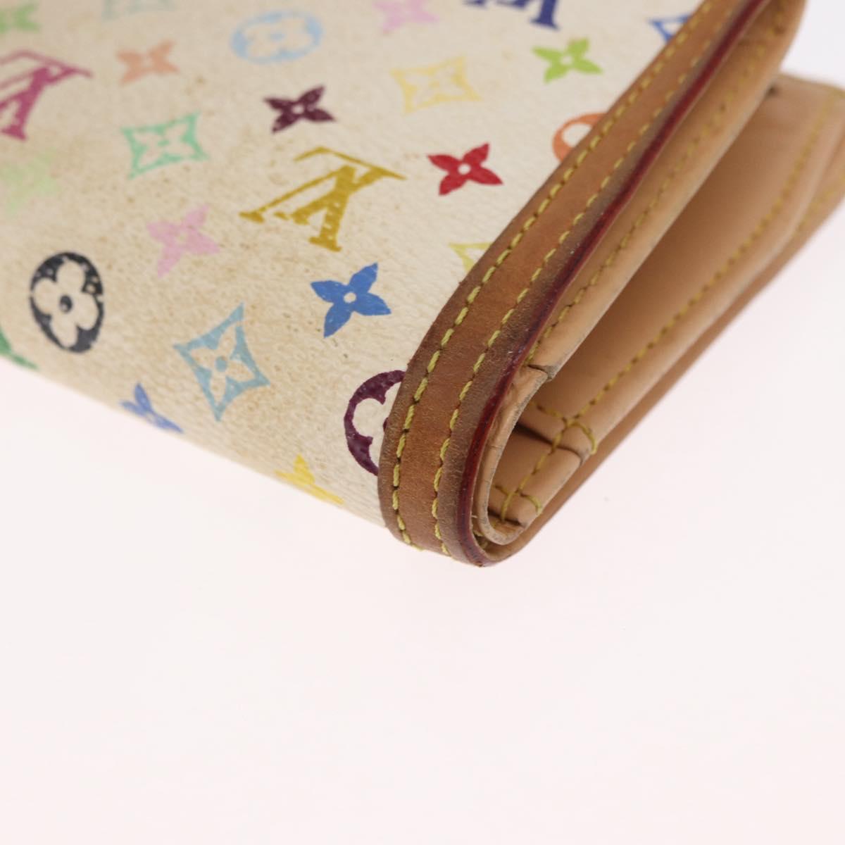 LOUIS VUITTON Multicolor Portefeuille Viennois Wallet White M92987 Auth 165833