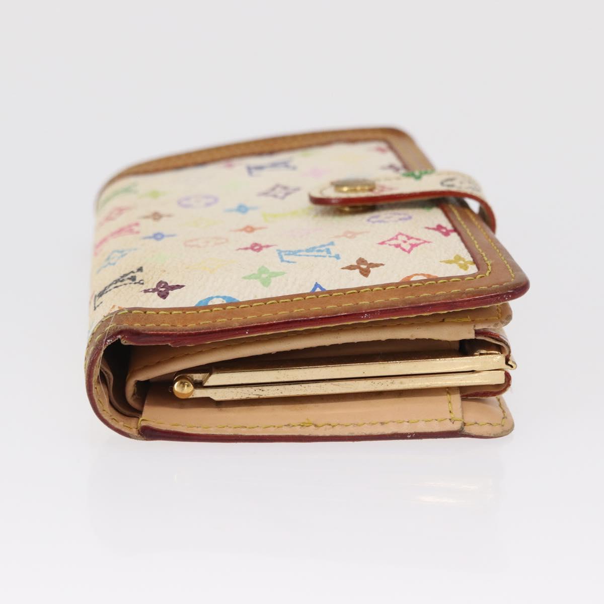 LOUIS VUITTON Multicolor Portefeuille Viennois Wallet White M92987 Auth 165833