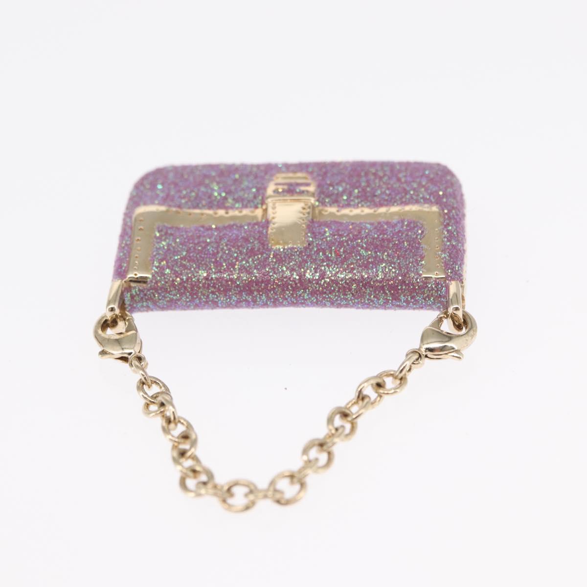 FENDI Mamma Baguette Key Holder metal Pink Auth 165835V