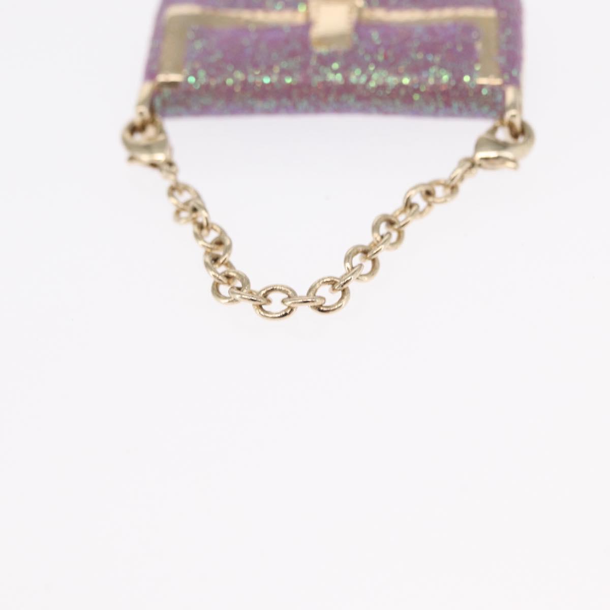 FENDI Mamma Baguette Key Holder metal Pink Auth 165835V