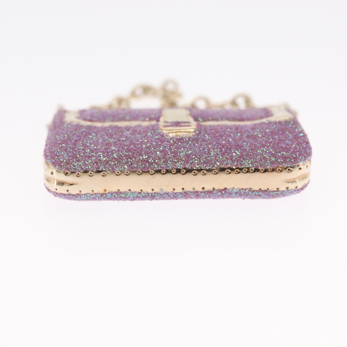FENDI Mamma Baguette Key Holder metal Pink Auth 165835V