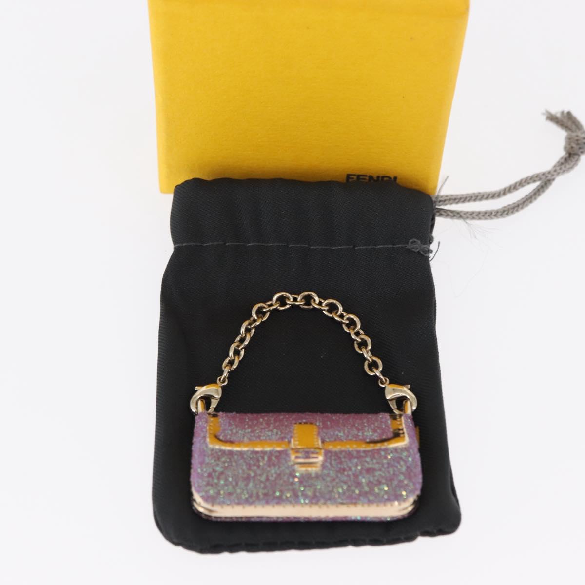 FENDI Mamma Baguette Key Holder metal Pink Auth 165835V