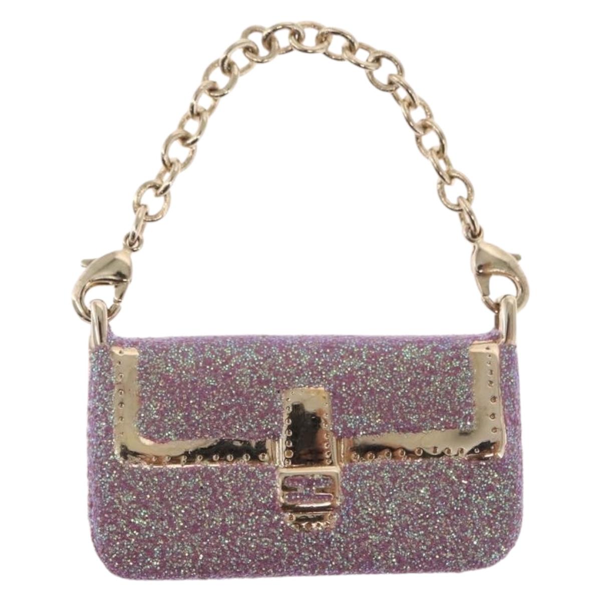 FENDI Mamma Baguette Key Holder metal Pink Auth 165835V
