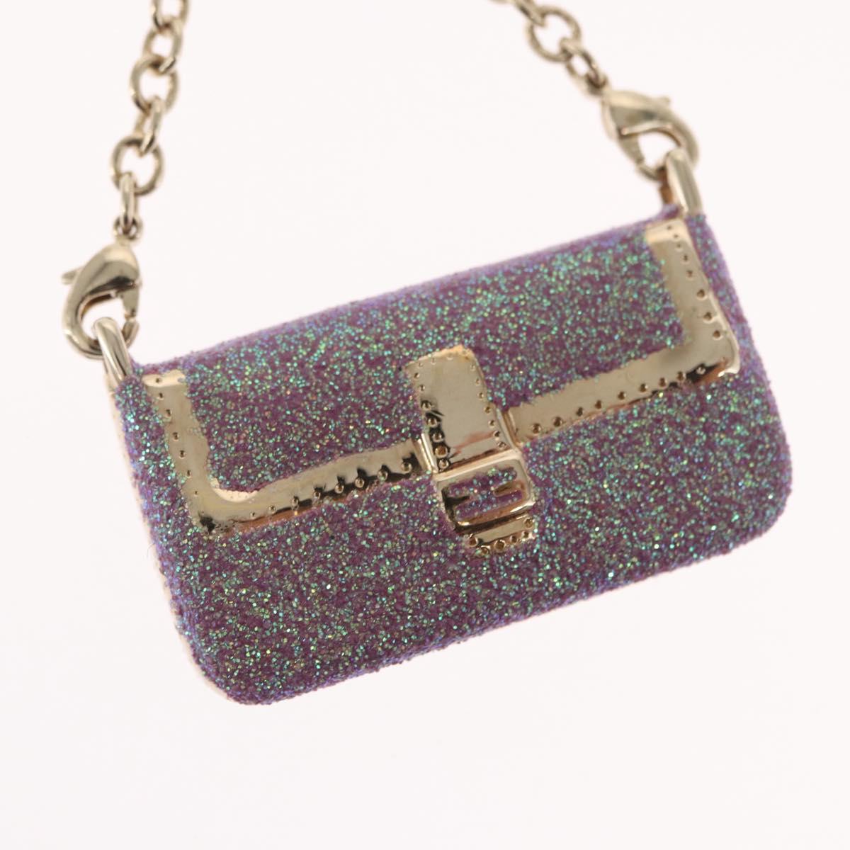 FENDI Mamma Baguette Key Holder metal Pink Auth 165835V