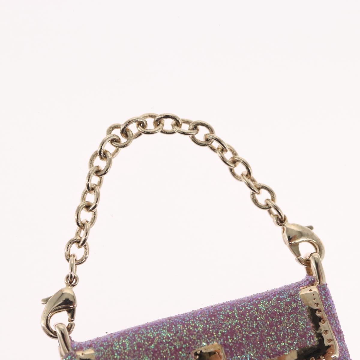 FENDI Mamma Baguette Key Holder metal Pink Auth 165835V