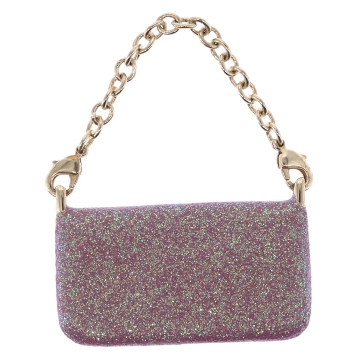 FENDI Mamma Baguette Key Holder metal Pink Auth 165835V