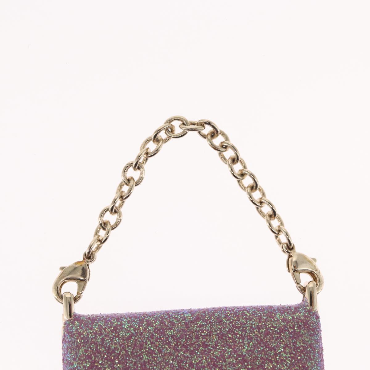FENDI Mamma Baguette Key Holder metal Pink Auth 165835V