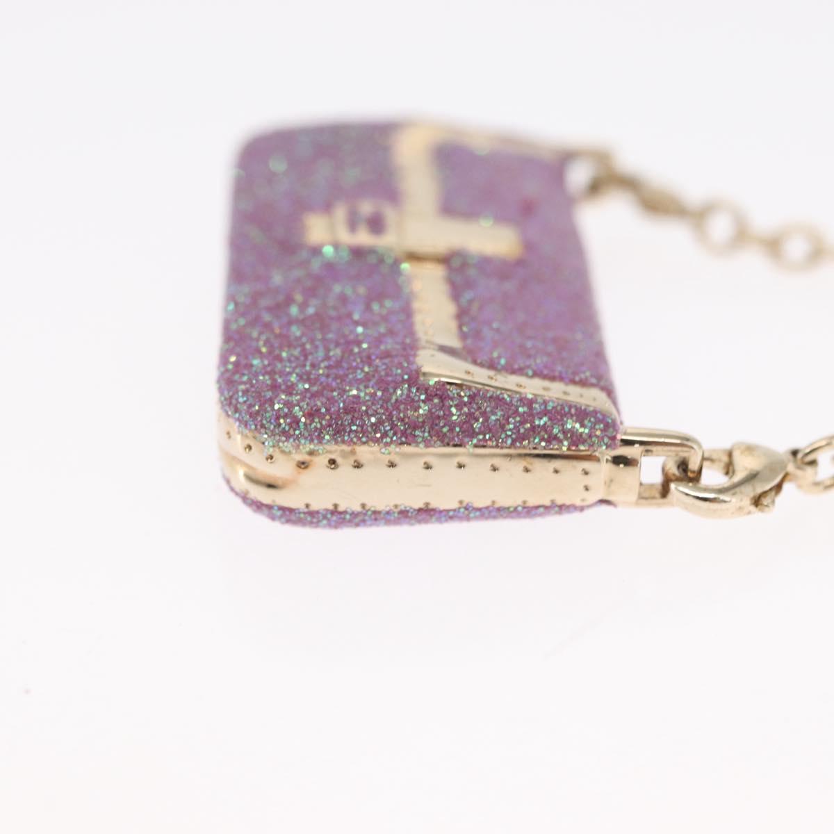 FENDI Mamma Baguette Key Holder metal Pink Auth 165835V