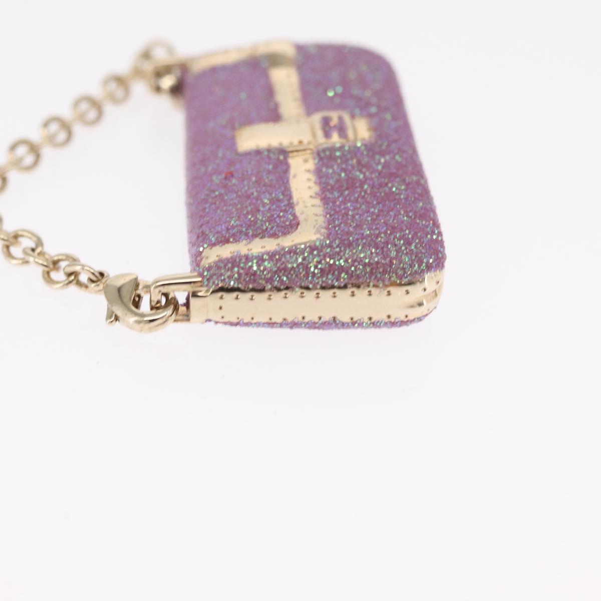 FENDI Mamma Baguette Key Holder metal Pink Auth 165835V