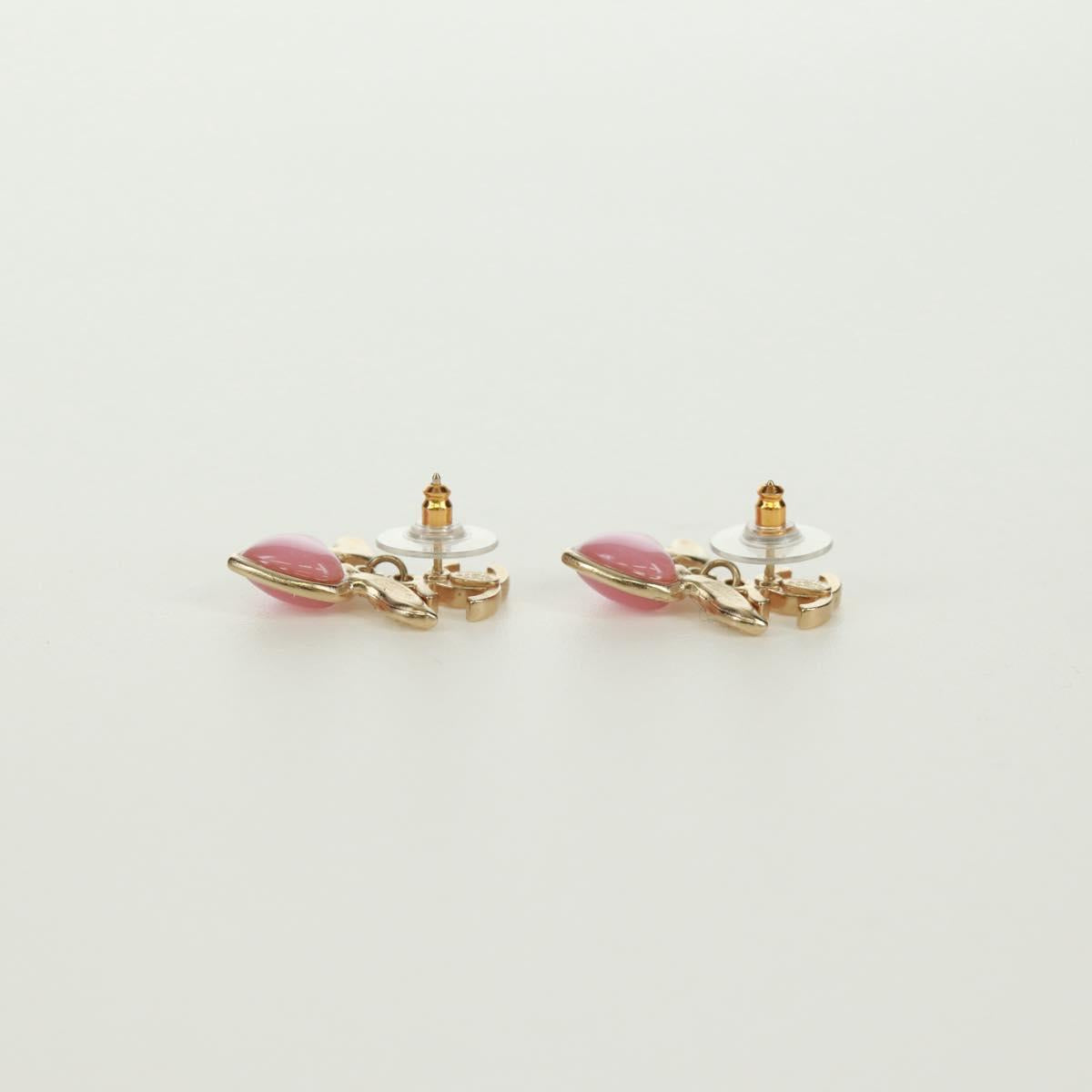 CHANEL COCO Mark Swing Heart Pierce metal Pink CC Auth 165836V