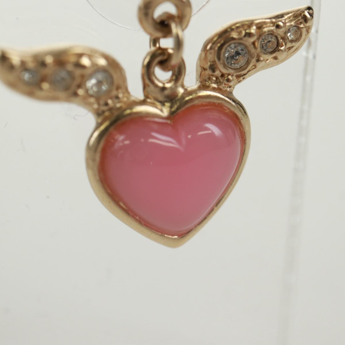 CHANEL COCO Mark Swing Heart Pierce metal Pink CC Auth 165836V