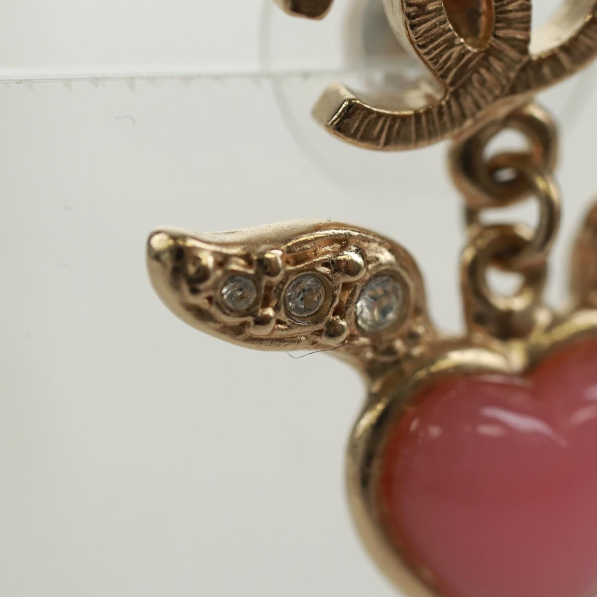 CHANEL COCO Mark Swing Heart Pierce metal Pink CC Auth 165836V