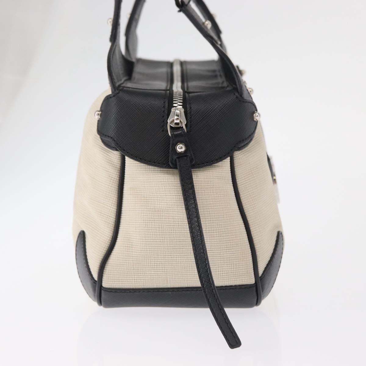 Salvatore Ferragamo Gancini Hand Bag Canvas Ivory Silver Auth 165851