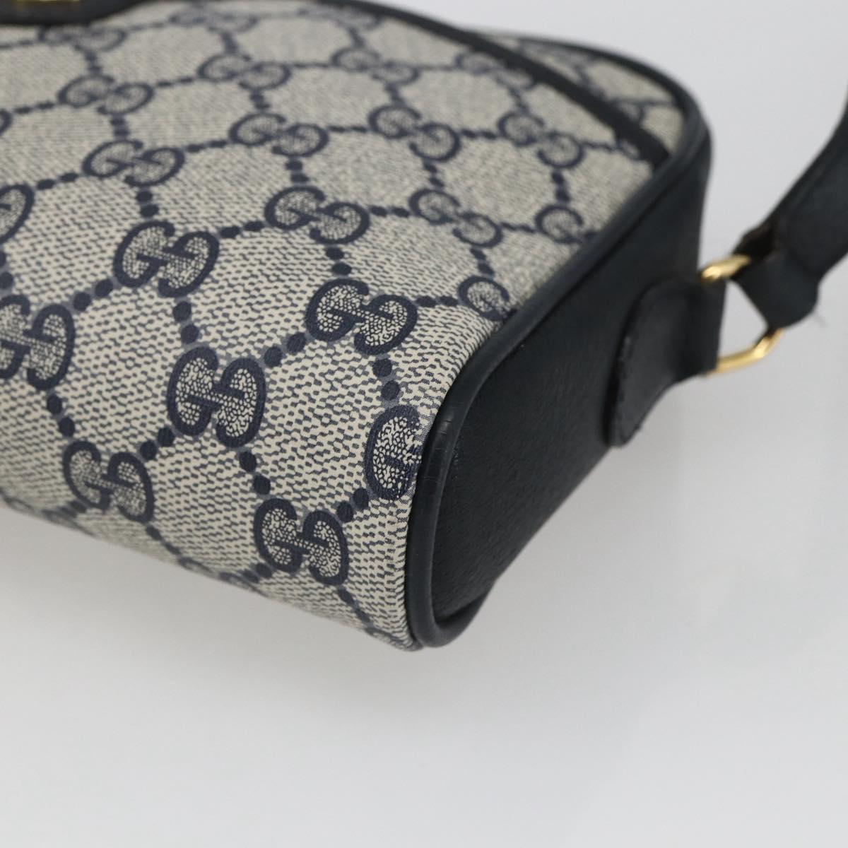 GUCCI GG Supreme Web Sherry Line Bag PVC Navy Gold 116 02 089 Auth 165855