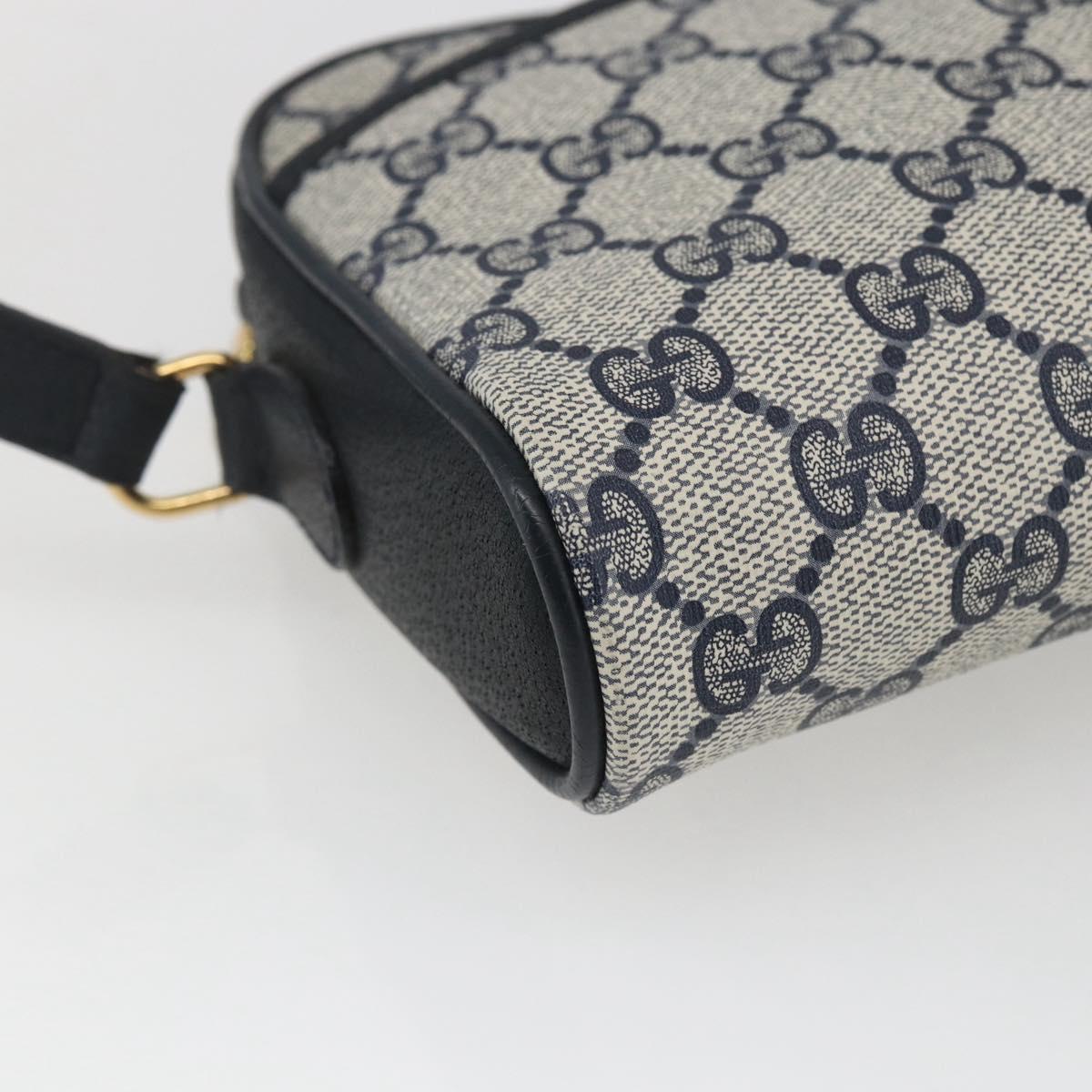 GUCCI GG Supreme Web Sherry Line Bag PVC Navy Gold 116 02 089 Auth 165855