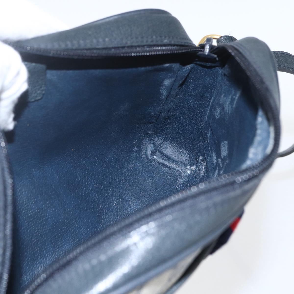 GUCCI GG Supreme Web Sherry Line Bag PVC Navy Gold 116 02 089 Auth 165855