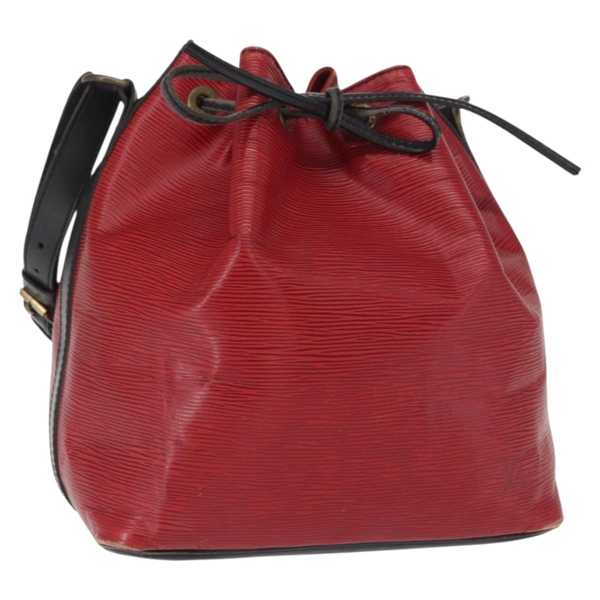 LOUIS VUITTON Epi Petit Noe Shoulder Bag Bicolor Black Red M44017 LV Auth 165859