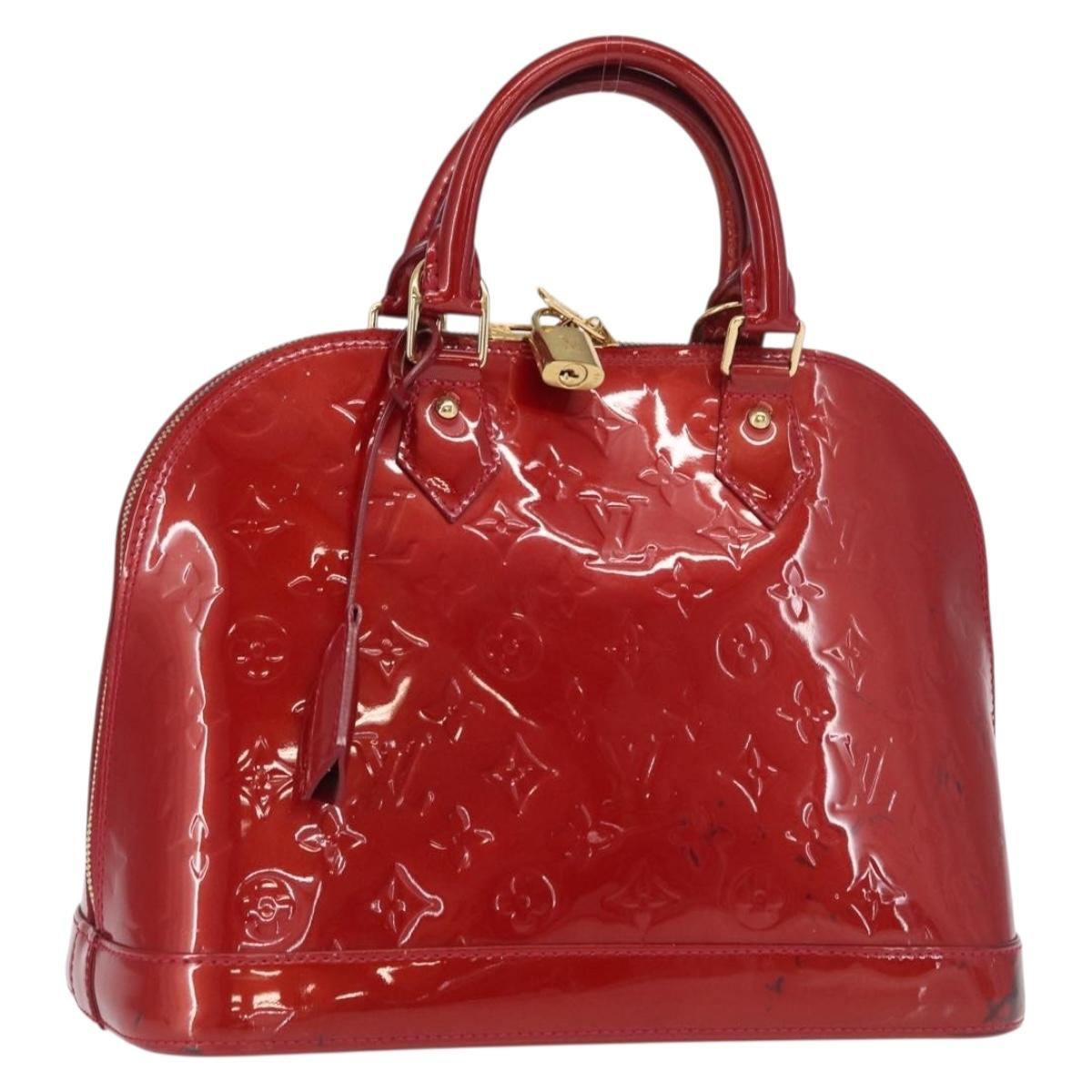 LOUIS VUITTON Monogram Vernis Alma PM Bag Rouge Grunadine M91693 Auth 165861