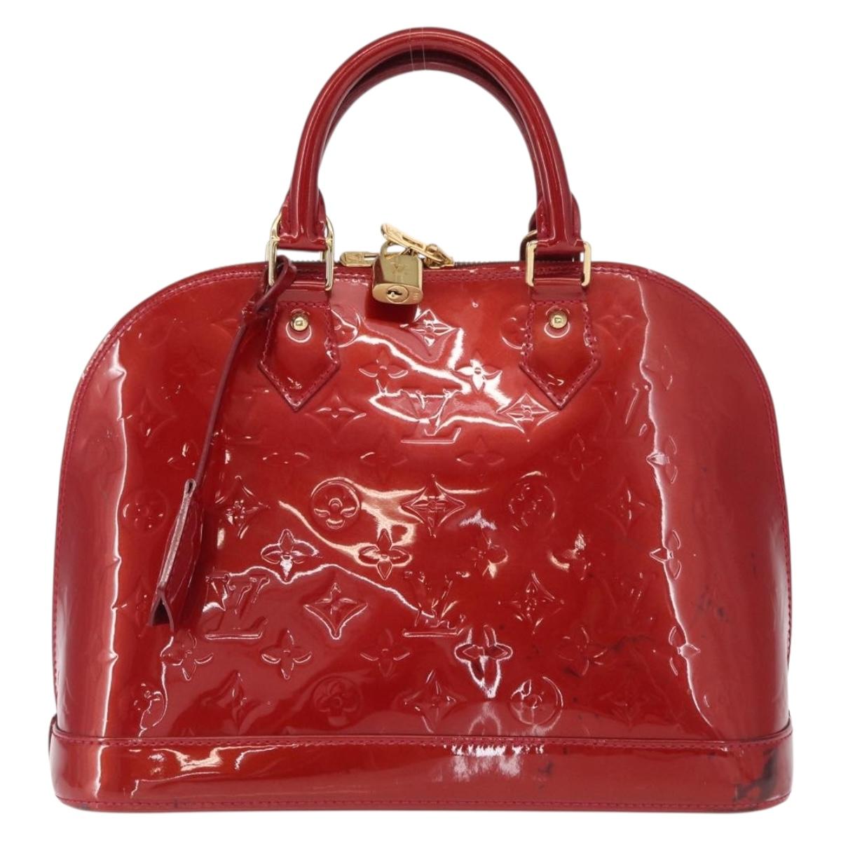 LOUIS VUITTON Monogram Vernis Alma PM Bag Rouge Grunadine M91693 Auth 165861