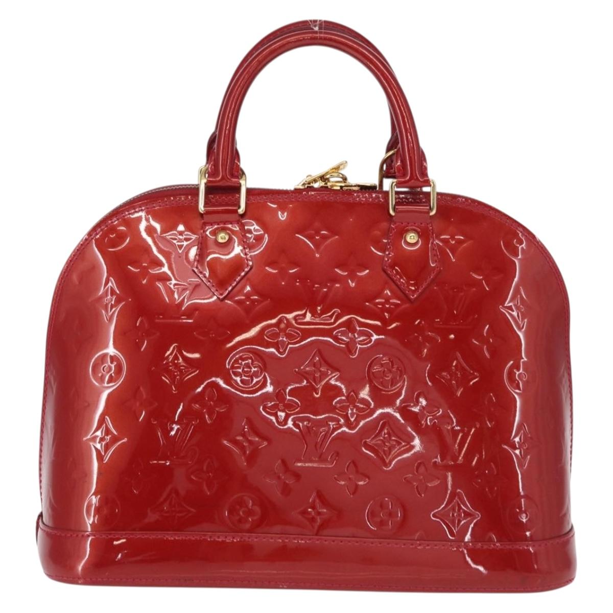 LOUIS VUITTON Monogram Vernis Alma PM Bag Rouge Grunadine M91693 Auth 165861