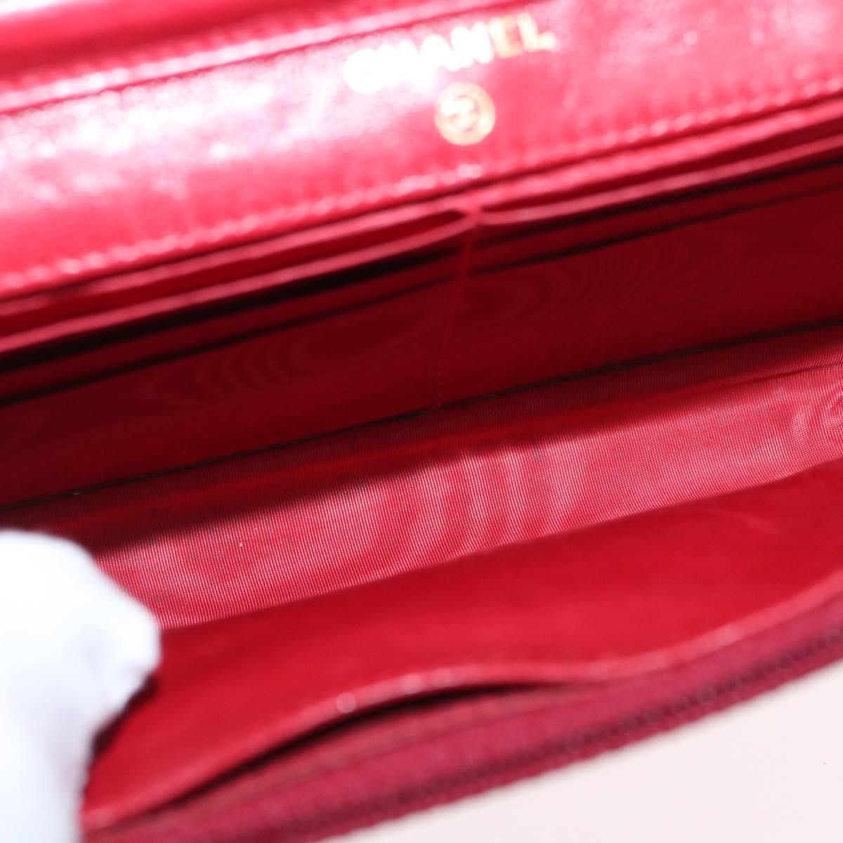CHANEL COCO Mark Chain Shoulder Bag Patent leather Red Gold CC Auth 165902A