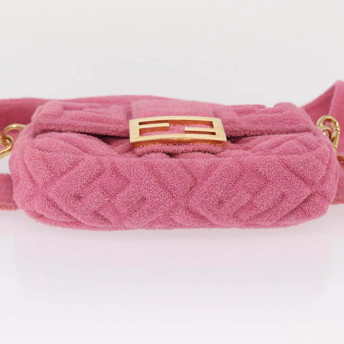 FENDI Zucca Canvas Mini Mamma Baguette Shoulder Bag 2way Pink Gold Auth 165907SM