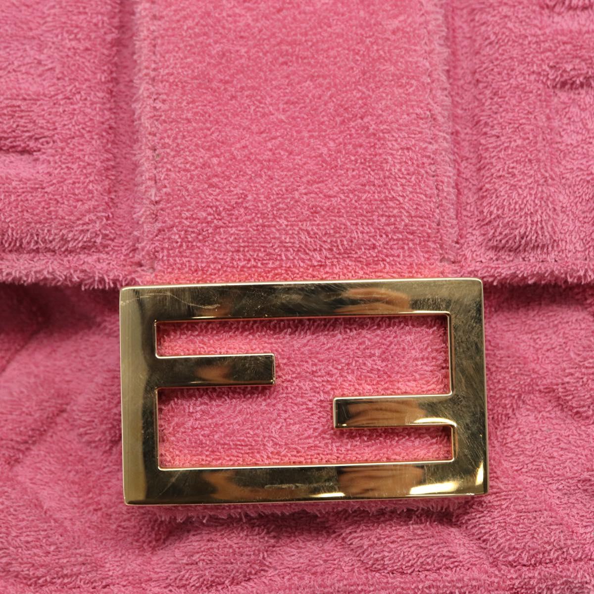 FENDI Zucca Canvas Mini Mamma Baguette Shoulder Bag 2way Pink Gold Auth 165907SM