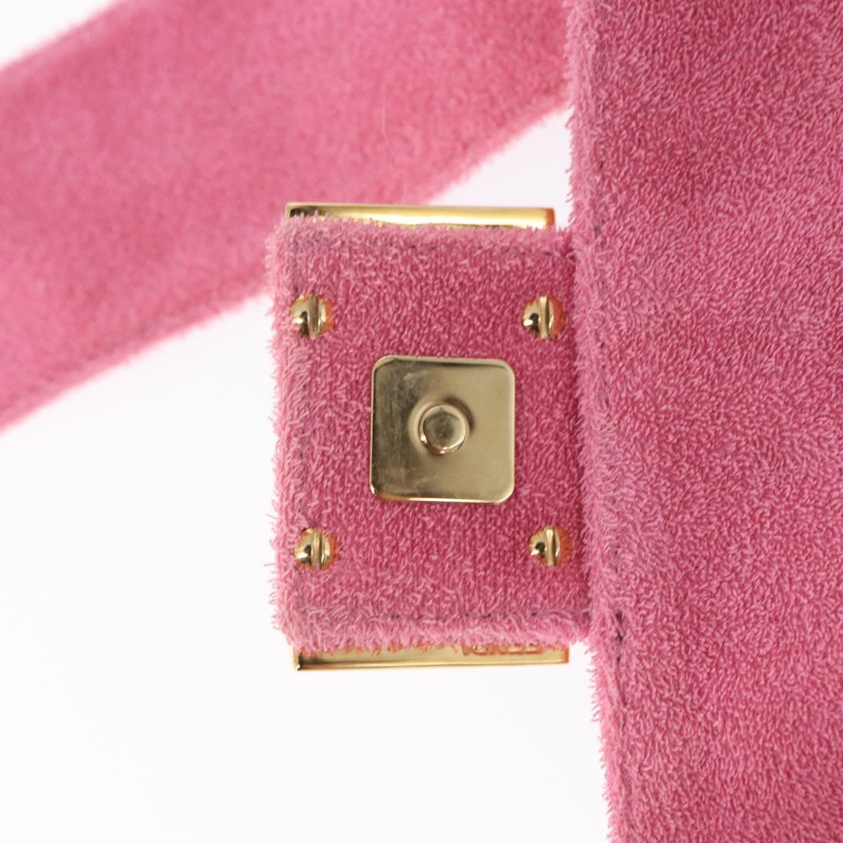 FENDI Zucca Canvas Mini Mamma Baguette Shoulder Bag 2way Pink Gold Auth 165907SM