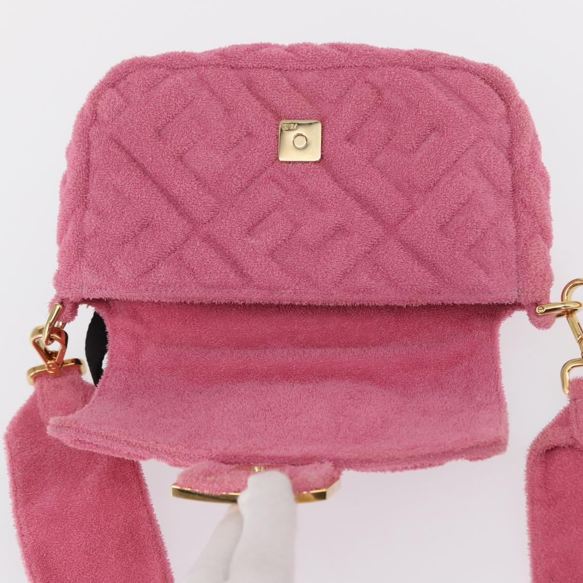 FENDI Zucca Canvas Mini Mamma Baguette Shoulder Bag 2way Pink Gold Auth 165907SM