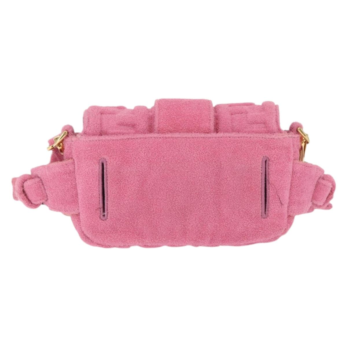 FENDI Zucca Canvas Mini Mamma Baguette Shoulder Bag 2way Pink Gold Auth 165907SM