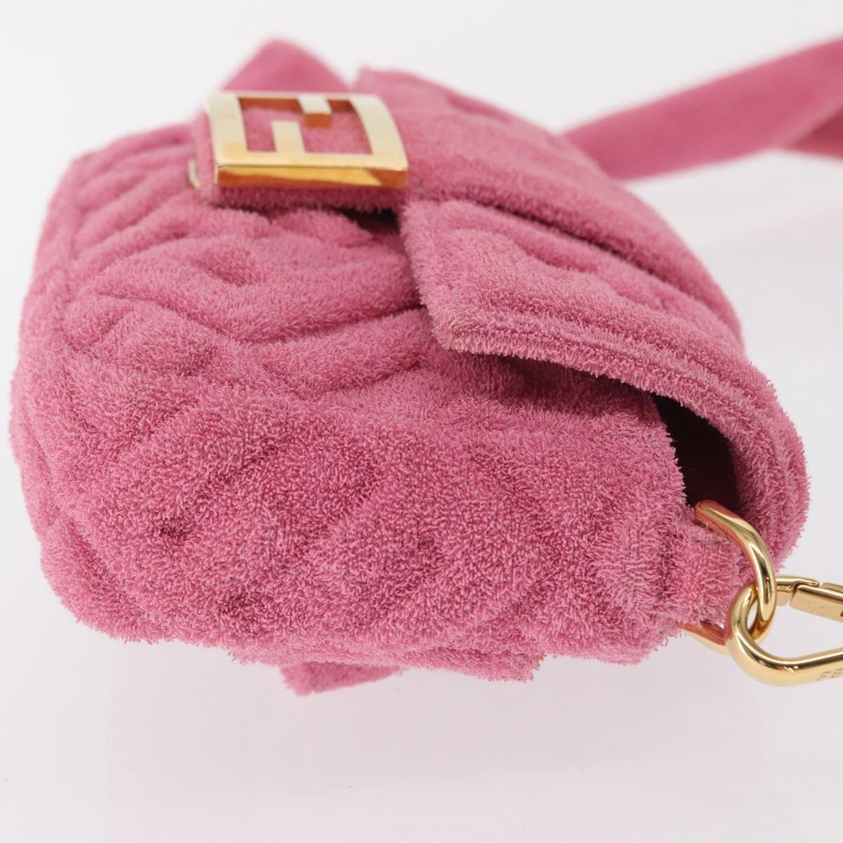 FENDI Zucca Canvas Mini Mamma Baguette Shoulder Bag 2way Pink Gold Auth 165907SM