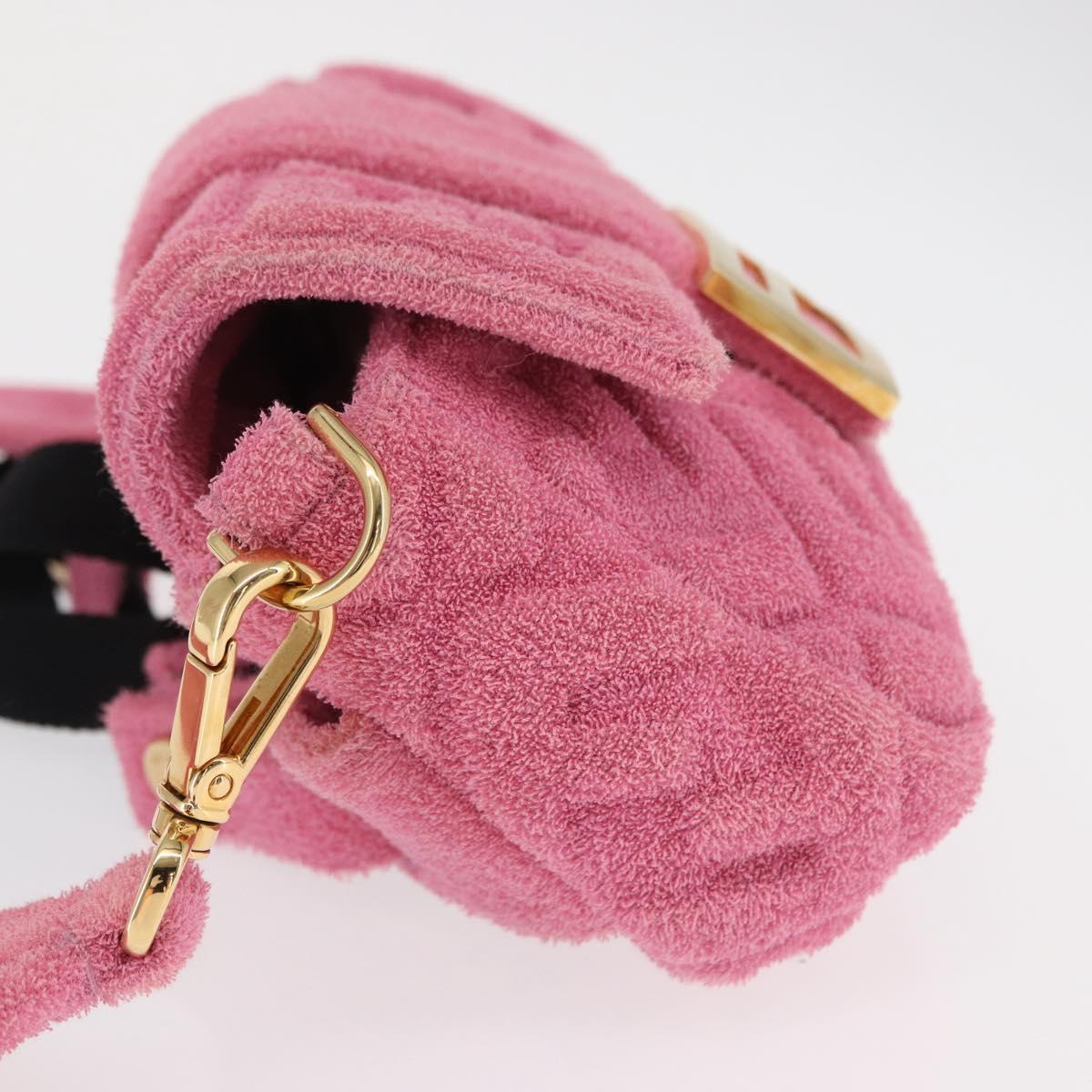 FENDI Zucca Canvas Mini Mamma Baguette Shoulder Bag 2way Pink Gold Auth 165907SM