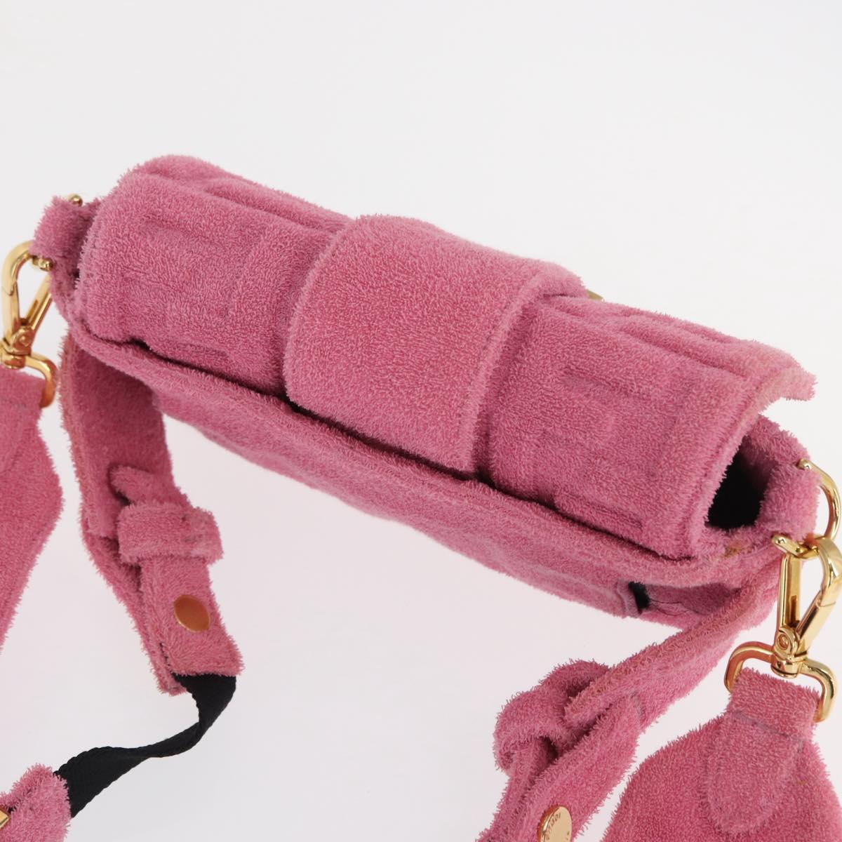 FENDI Zucca Canvas Mini Mamma Baguette Shoulder Bag 2way Pink Gold Auth 165907SM