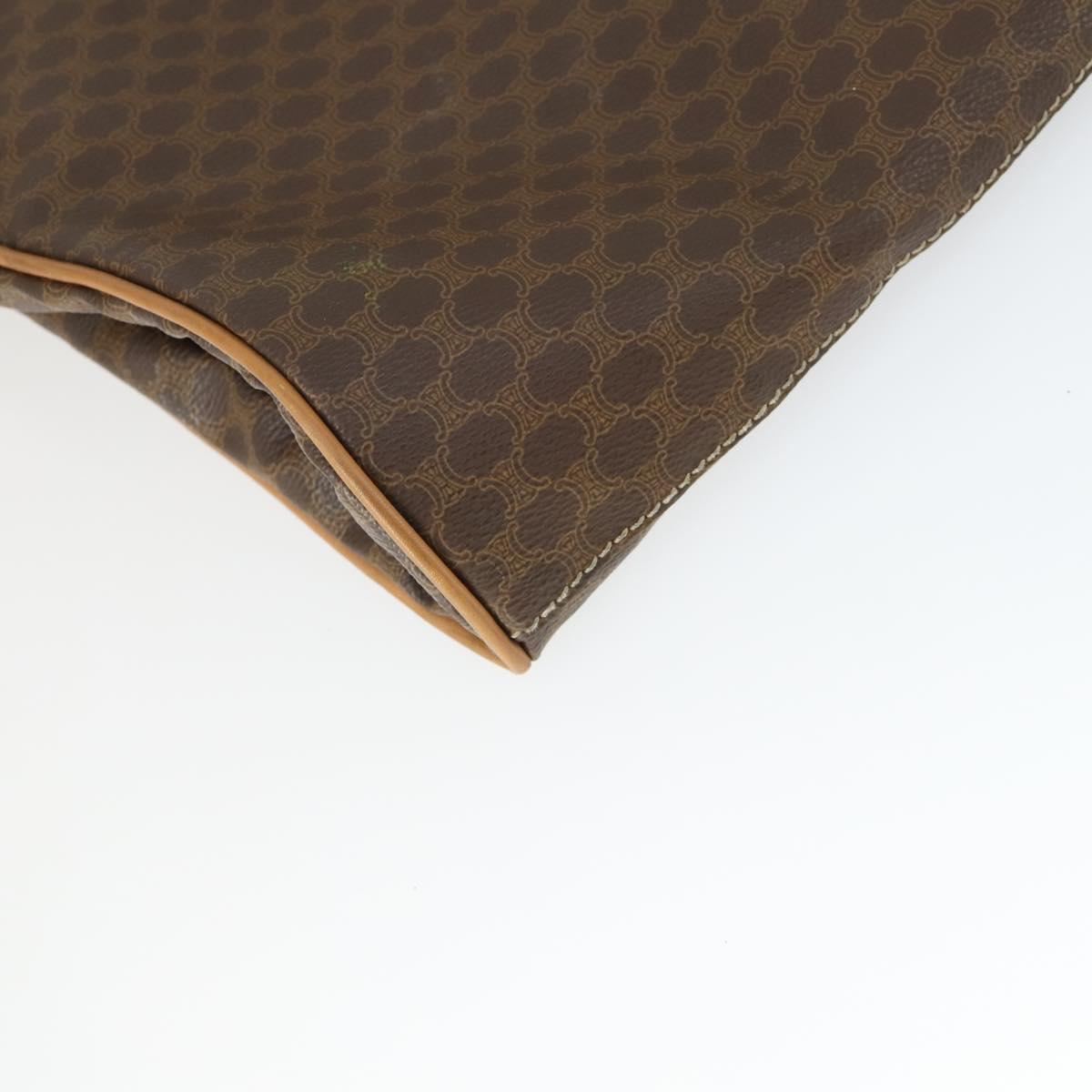 CELINE Macadam Canvas Garment Cover PVC Leather Brown Gold Auth 165913