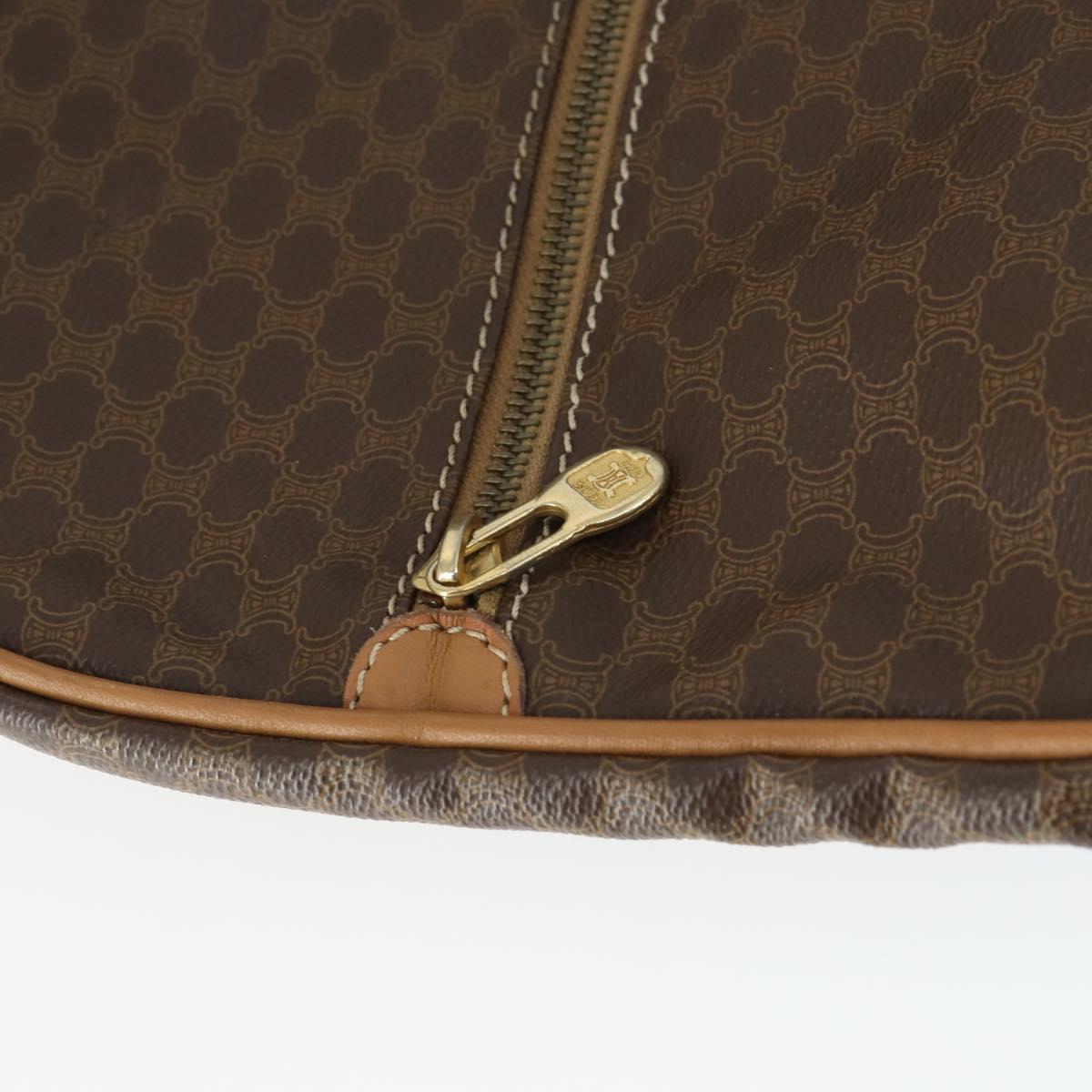CELINE Macadam Canvas Garment Cover PVC Leather Brown Gold Auth 165913
