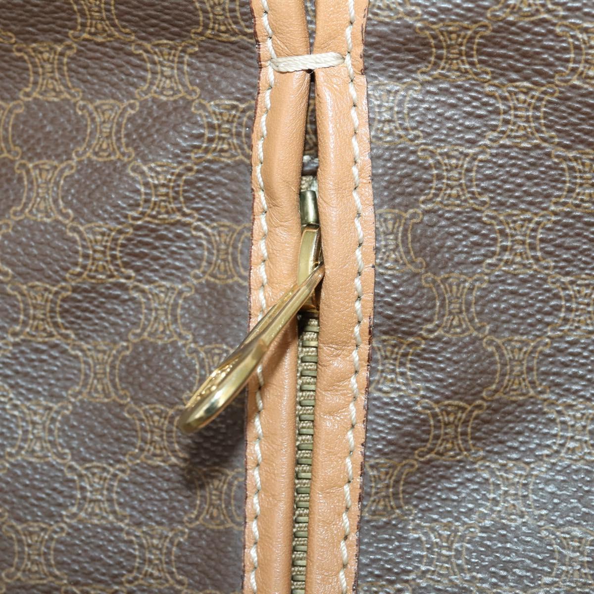 CELINE Macadam Canvas Garment Cover PVC Leather Brown Gold Auth 165913