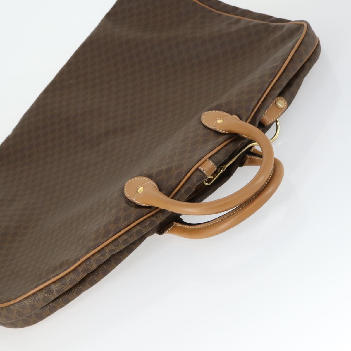 CELINE Macadam Canvas Garment Cover PVC Leather Brown Gold Auth 165913