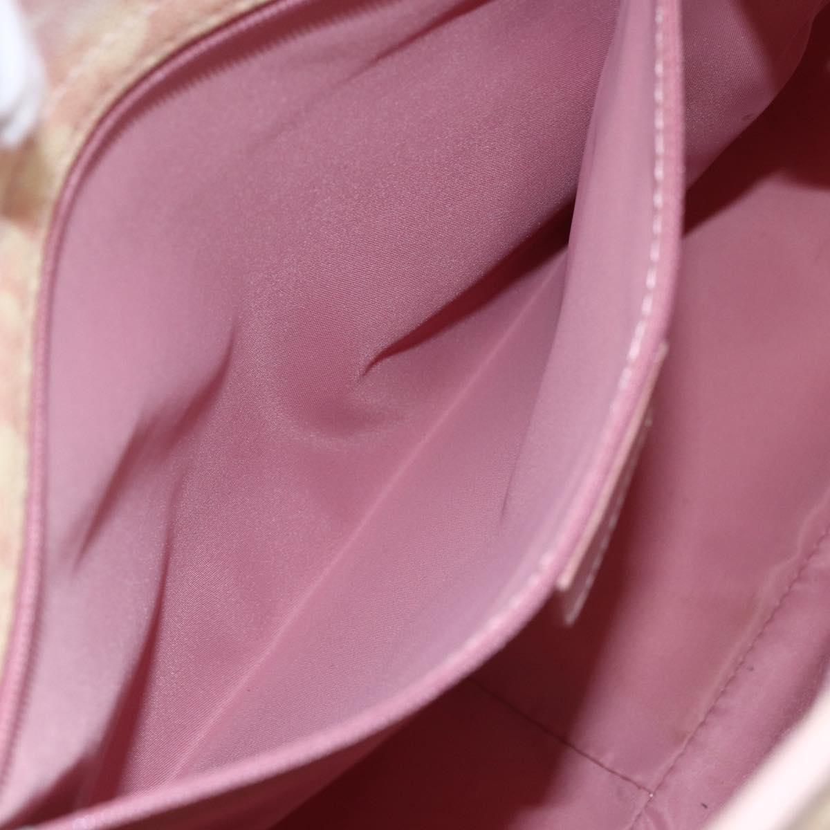 Christian Dior Trotter Canvas Romantic Hand Bag PVC Pink Silver Auth 165914