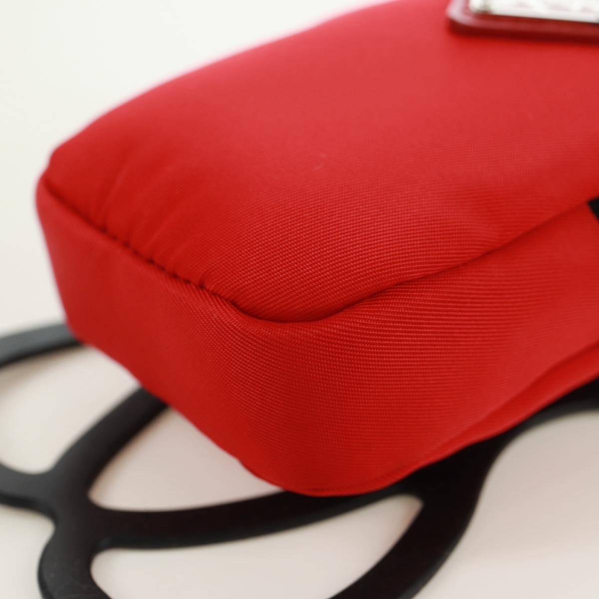 PRADA Phone Holder Neck Pouch Nylon Red Silver Auth 165922V