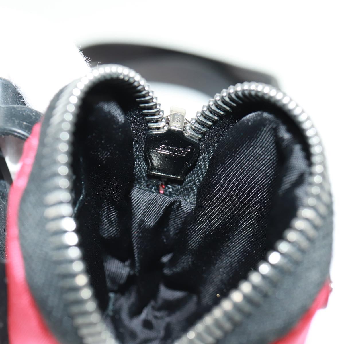 PRADA Phone Holder Neck Pouch Nylon Red Silver Auth 165922V