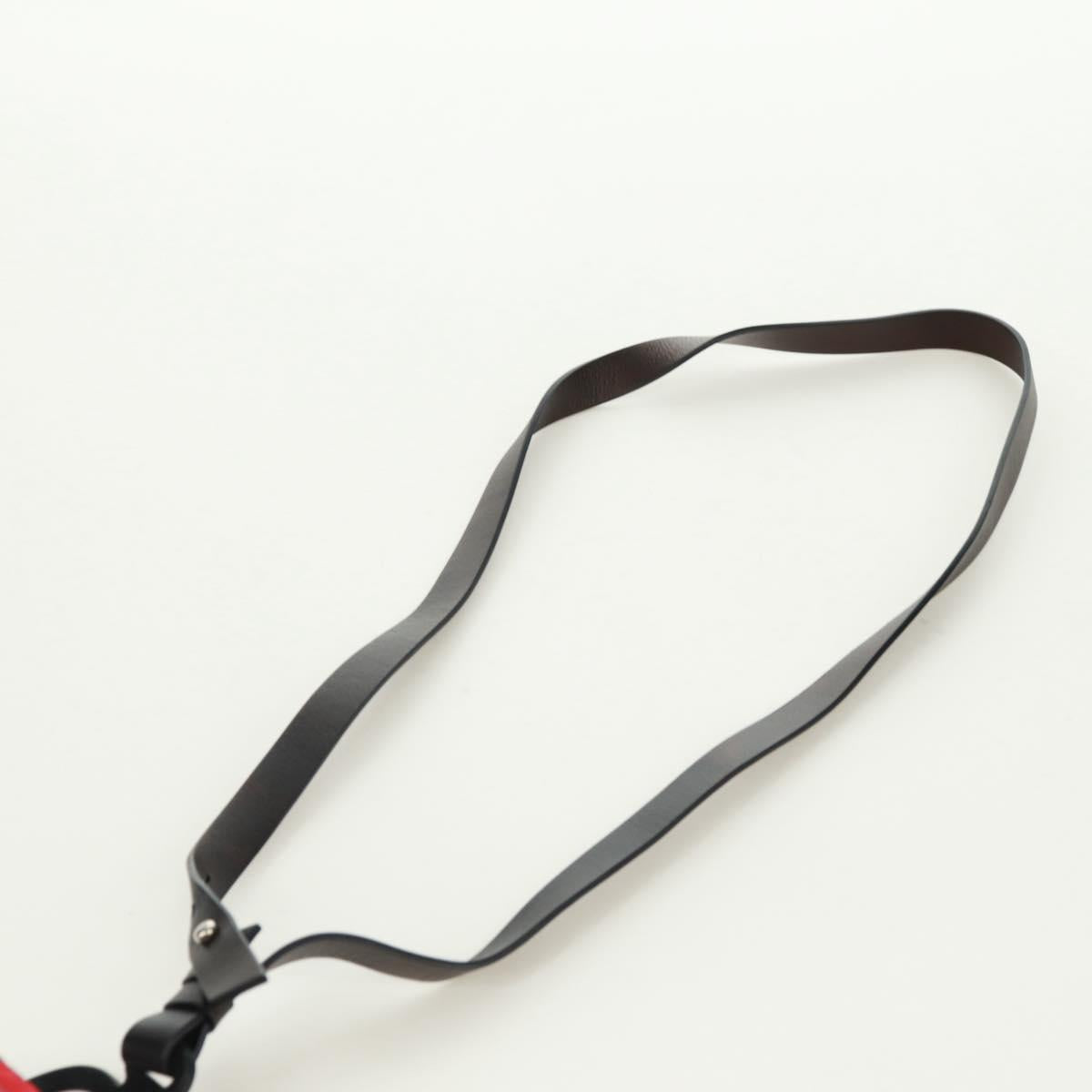 PRADA Phone Holder Neck Pouch Nylon Red Silver Auth 165922V