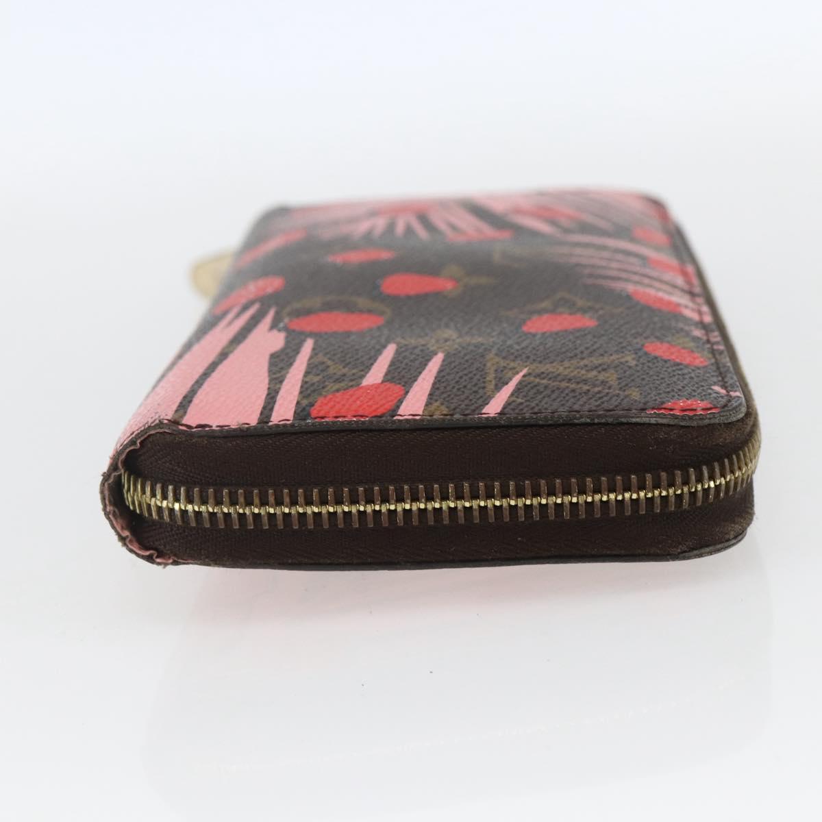 LOUIS VUITTON Monogram jungle dot Zippy Wallet Long Wallet Red Pink Auth 165924