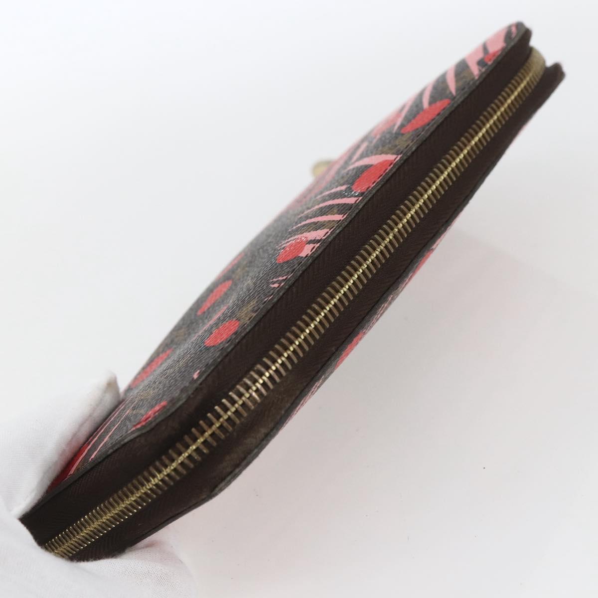 LOUIS VUITTON Monogram jungle dot Zippy Wallet Long Wallet Red Pink Auth 165924