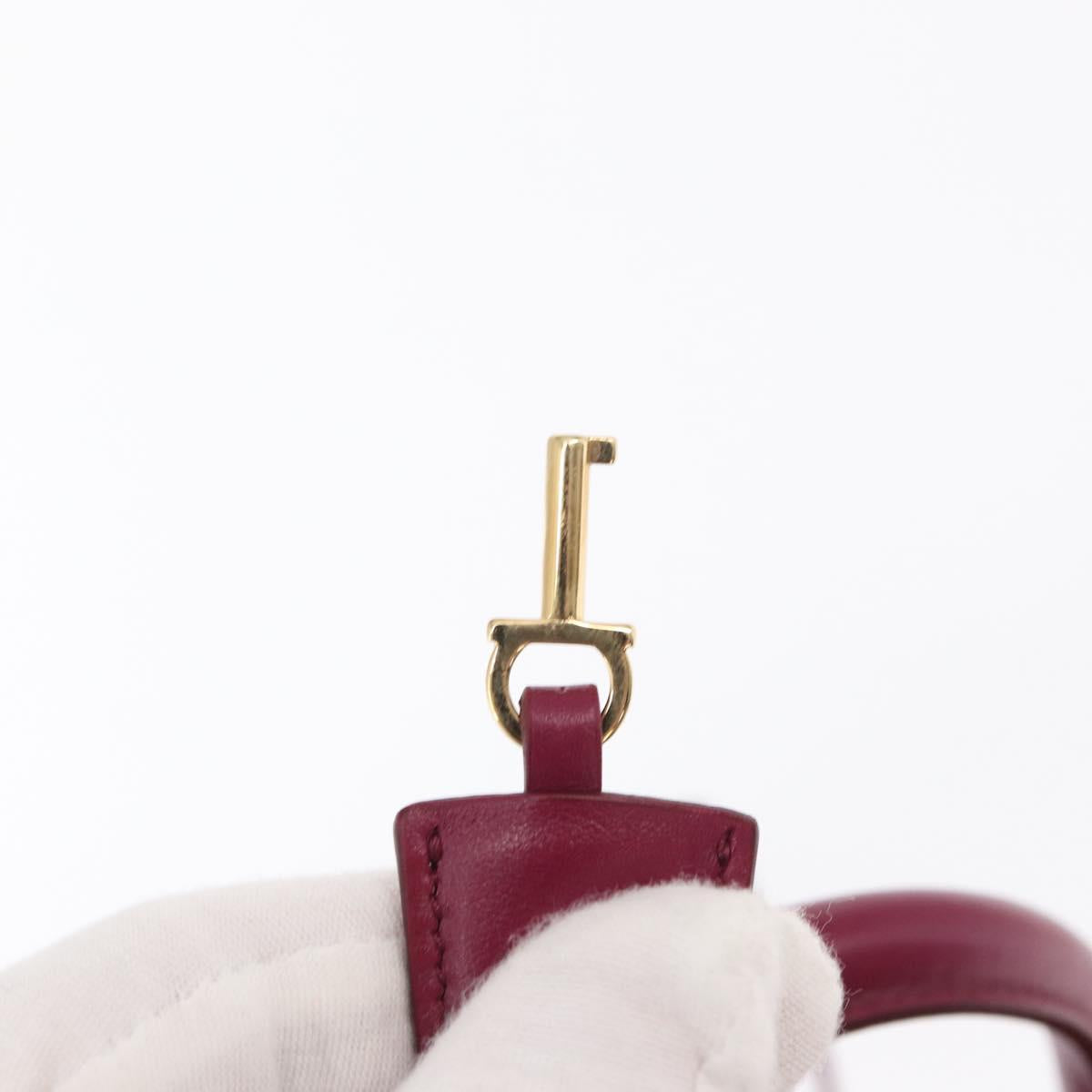 Salvatore Ferragamo Gancini Sequin Bag Leather 2way Pink Gold Auth 165928SAV