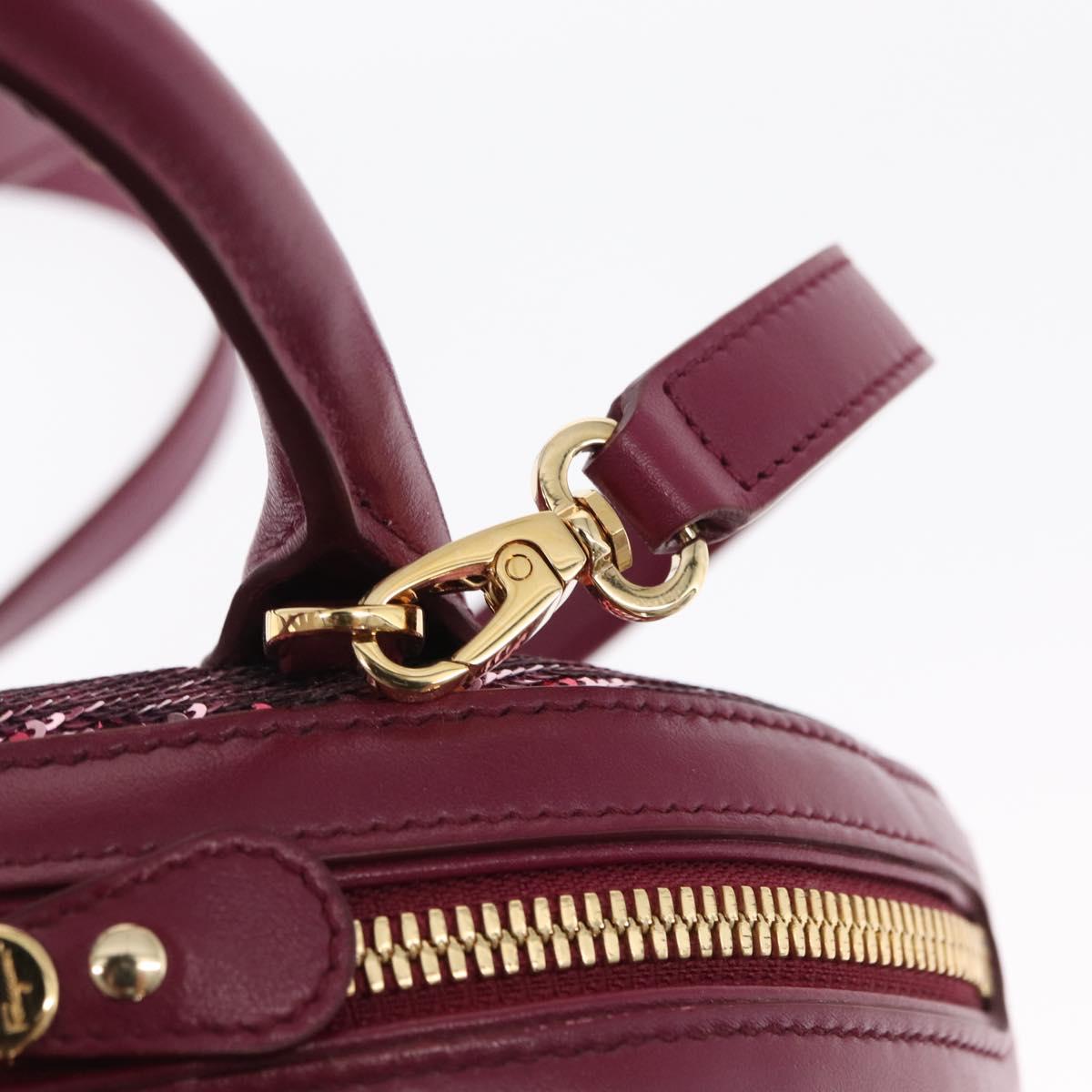 Salvatore Ferragamo Gancini Sequin Bag Leather 2way Pink Gold Auth 165928SAV