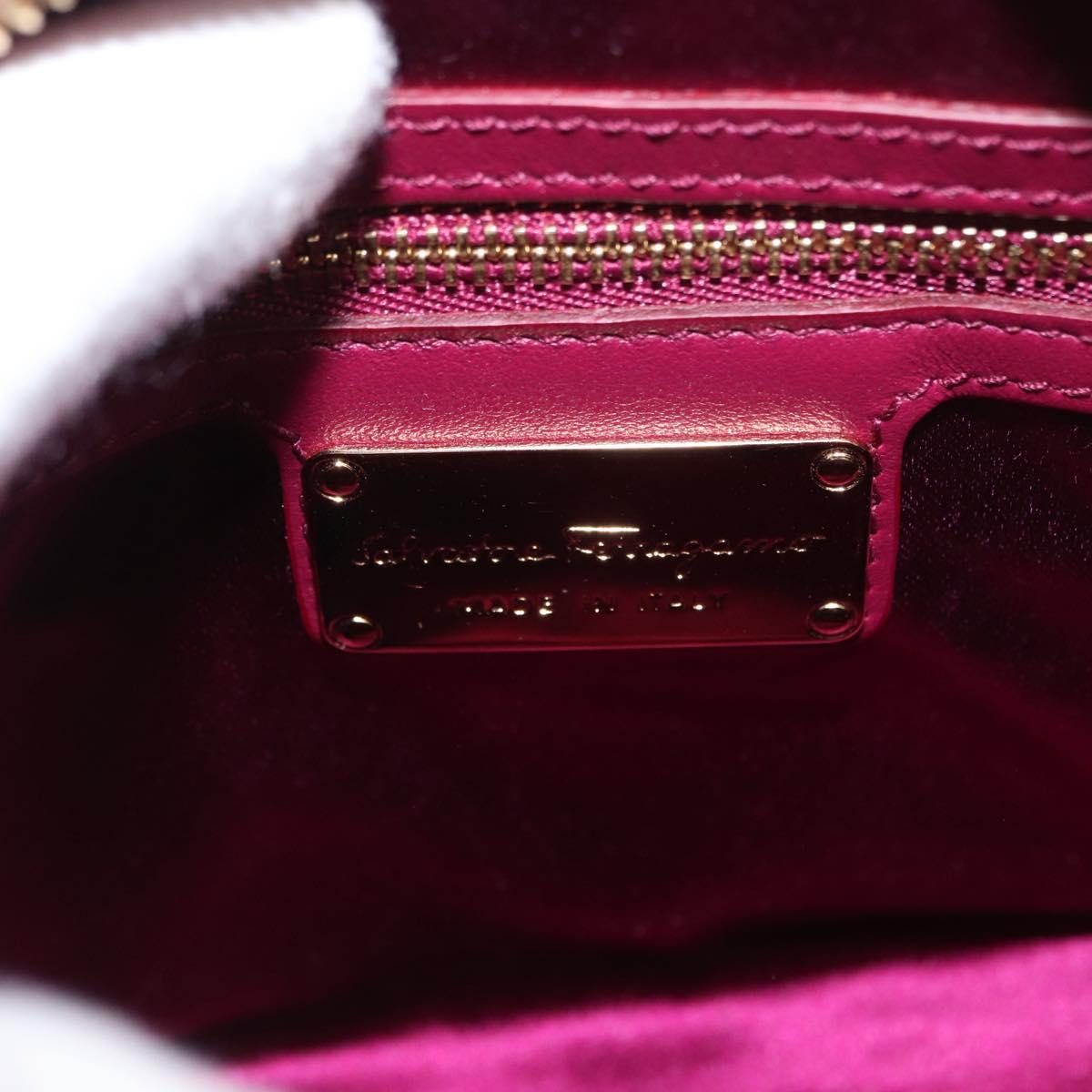 Salvatore Ferragamo Gancini Sequin Bag Leather 2way Pink Gold Auth 165928SAV