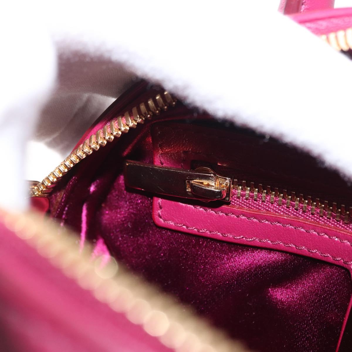 Salvatore Ferragamo Gancini Sequin Bag Leather 2way Pink Gold Auth 165928SAV