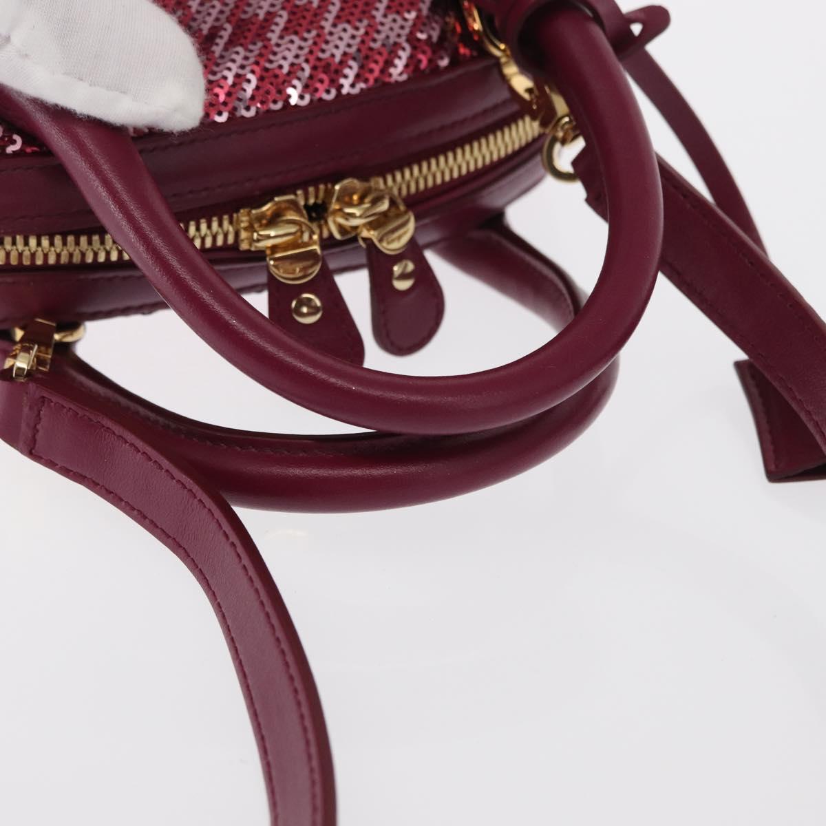 Salvatore Ferragamo Gancini Sequin Bag Leather 2way Pink Gold Auth 165928SAV