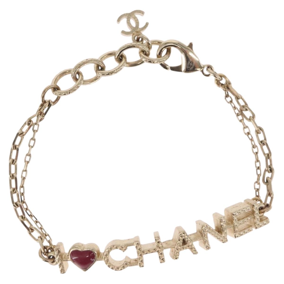 CHANEL Bracelet metal Champagne Gold CC Auth 165930SM